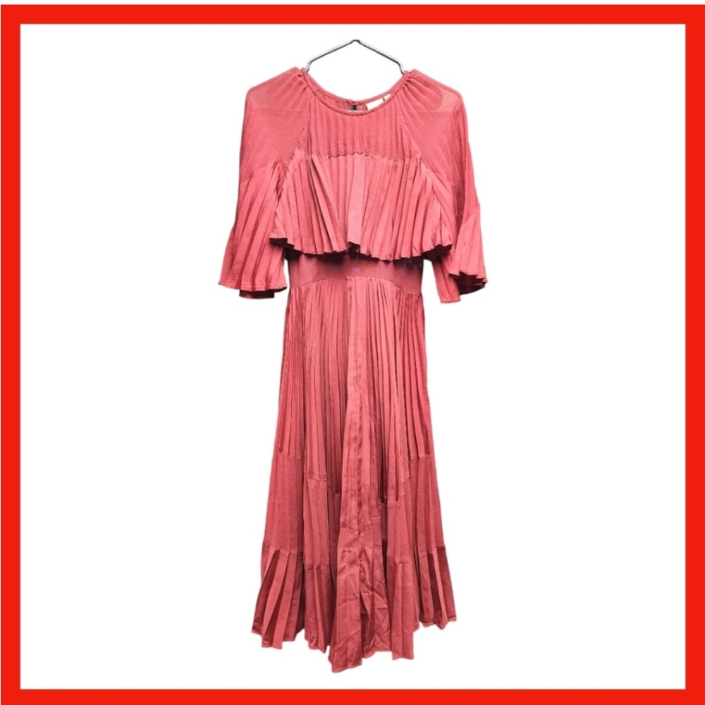ASOS Size 6 pleated midi corset ruffle dress
